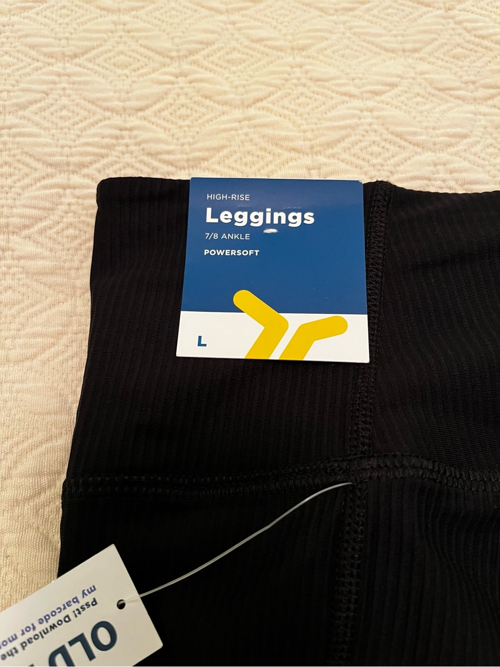 NWT Old Navy Black PowerSoft High-Rise 7/8 Ribbed Athletic Leggings (size Large) - Picture 8 of 10